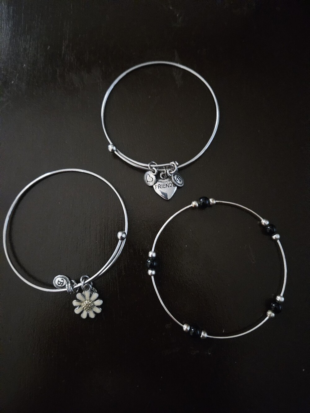 Silver Tone Friendship and Daisy Charm Bracelet Set - Silver